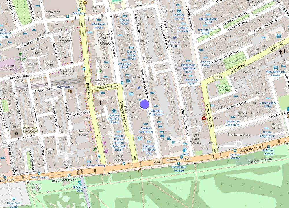 Map: NOX Kensington Gardens